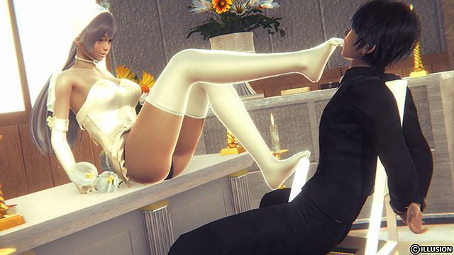 A girl in a white outfit stretching her legs